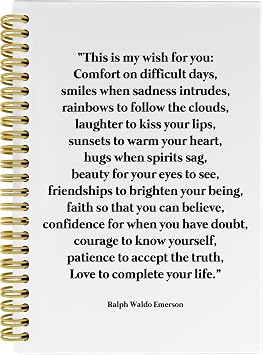 Knibeo Inspirational Quotes Notebook Journal - Ralph Waldo Emerson Quotes Inspirational Journal, Inspirational Notebooks, Motivational Gifts, 5.58.3 Spiral Bound Notebook with 164 Page,