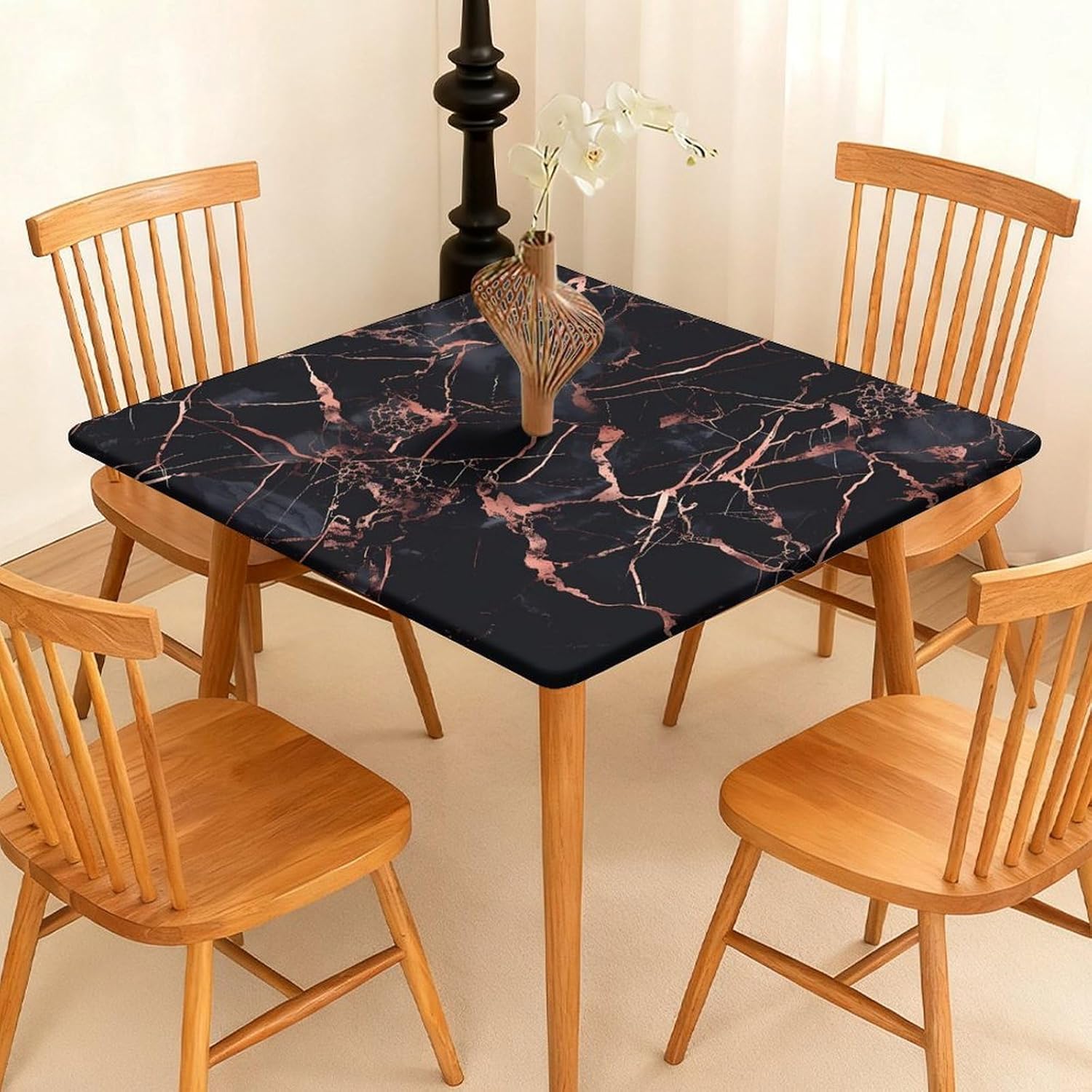 Rose Gold Foil Black Marble Square Tablecloth Print Table Cloths Table Cover Wedding Party Holiday Decor