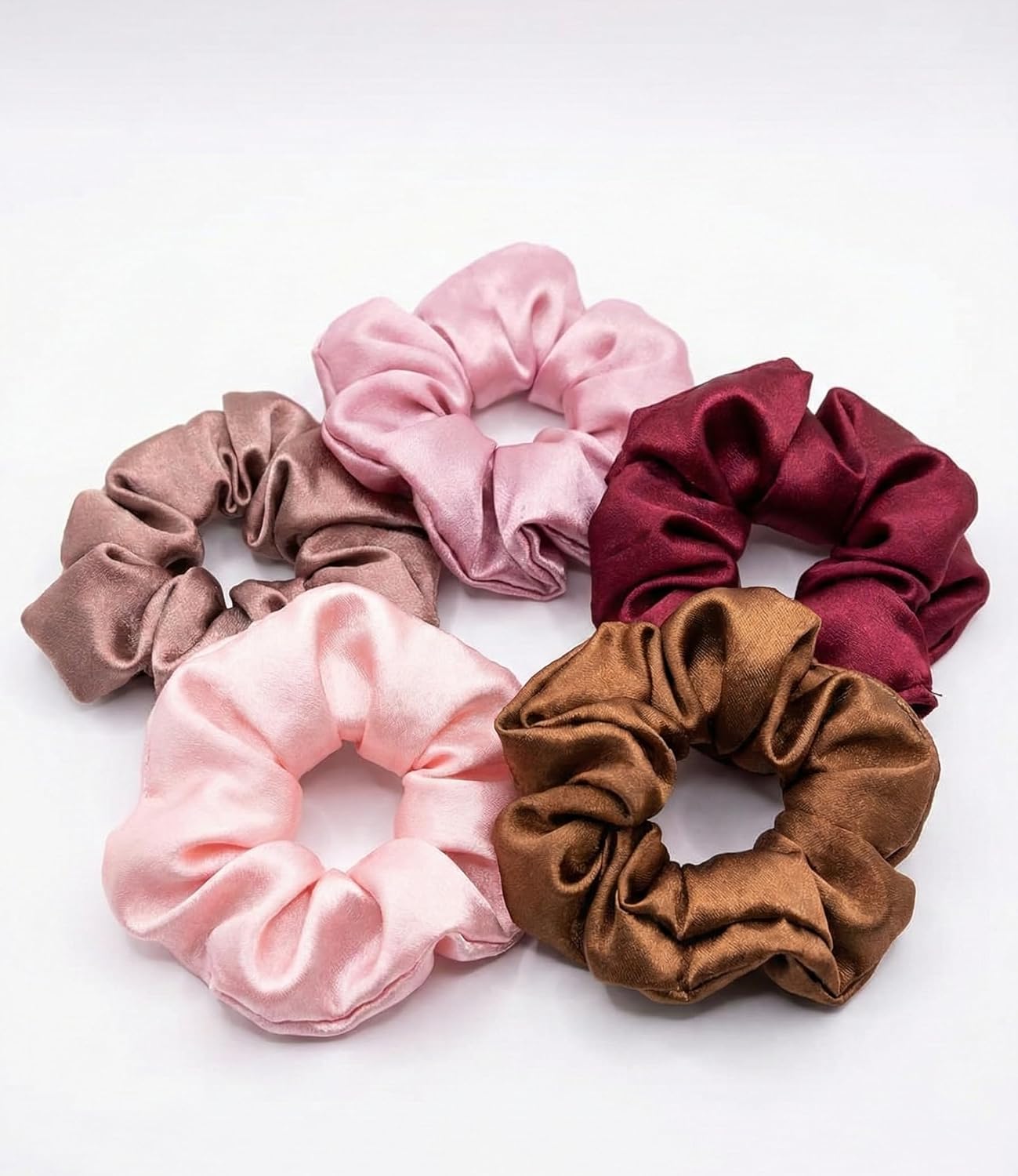 Silk Satin Scrunchies for Women Girls Pack 100% Mulberry Silk Hair Scrunchies | No Crease Gentle Hair Ties | Large Thick Hair Friendly | Anti Frizz Hair Accessories Black Pastel Multicolour 5 Pic-image-33