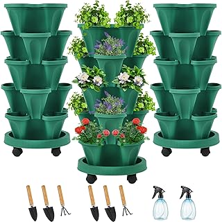Funnymoom 3 Set 5 Tier Vertical Planter Stackable Tower Planters Strawbe...