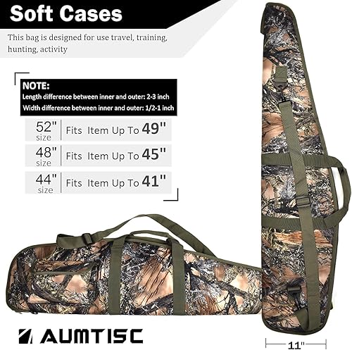 Miniatura 38 de AUMTISC Funda suave para pistola de rifle de 41/45/49 pulgadas, bolsa de transporte para rifles de alcance con bandolera ajustable Caqui