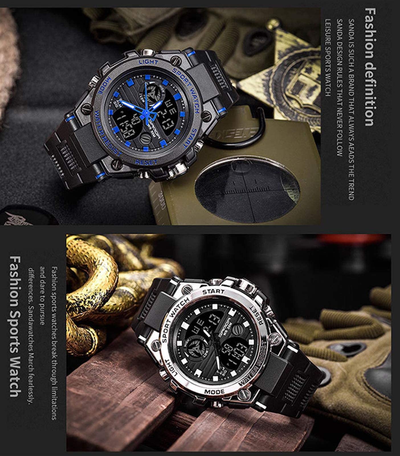 Orologio Militare Uomo Impermeabile 50m + Sveglia e Cronometro + Orologio Uomo Luminosa LED + Display Data e Giorno