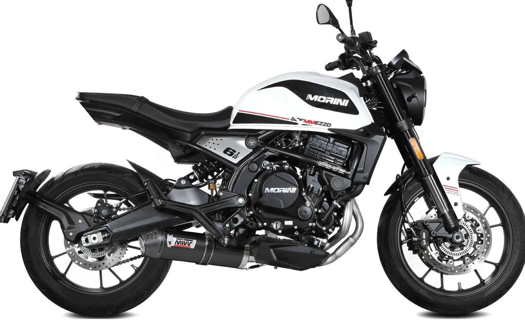 mivv tubo de escape homologado catalizado oval acero negro compatible con moto morini seiemmezzo str 2022 2023 2024 mototopgun