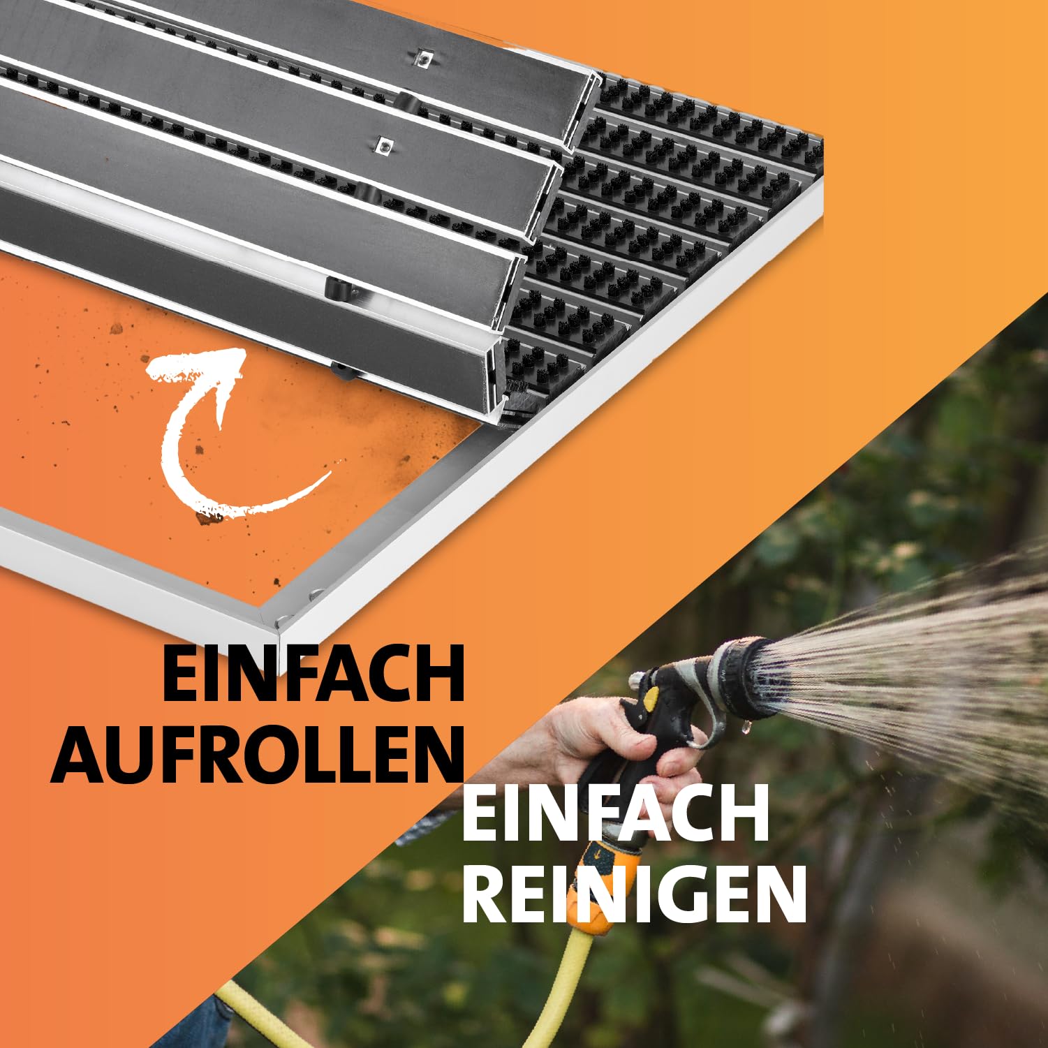 Schmutzfangmatte für Außen zum Einbauen mit Bürste I Bürstenmatte & Alu Fußabtreter für Bodenvertiefung mit Einbau Rahmen Anthrazit 60 x 40 cm