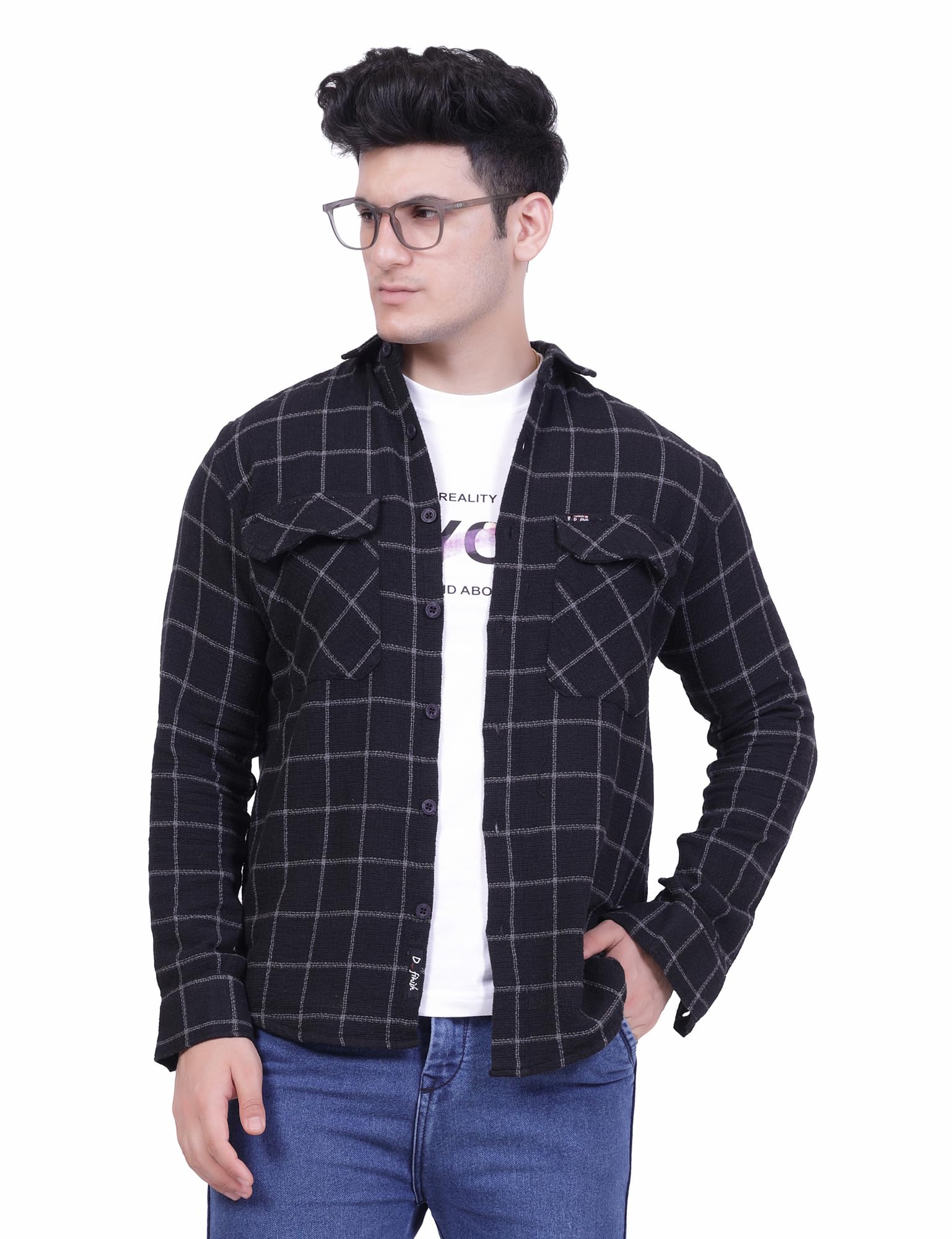 D finish Men's Matty Cotton Casual Shirt | Double Pocket Shirt