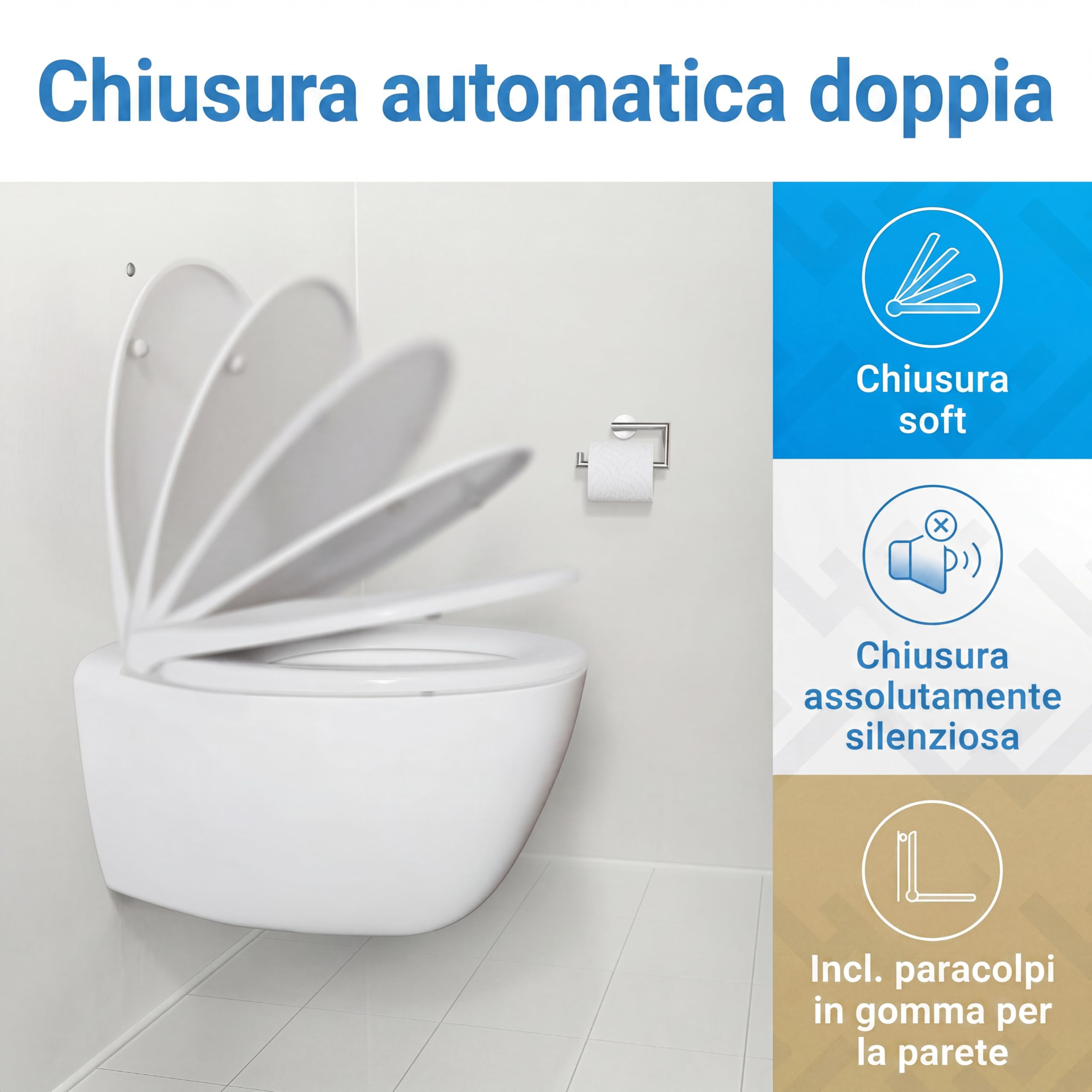 LOBENSWERK Tavoletta WC [Montaggio Facile] antibatterica e resistente UV | Funzione Quick Release | Copriwater Universale, Sedile WC, Copriwater, Asse WC con Dima di Installazione