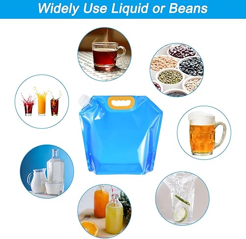 Miniatura 6 de PATIKIL Bolsa plegable para contenedores de agua de 1.3 galones, paquete de 2 jarras de almacenamiento de plástico plegables para camping,