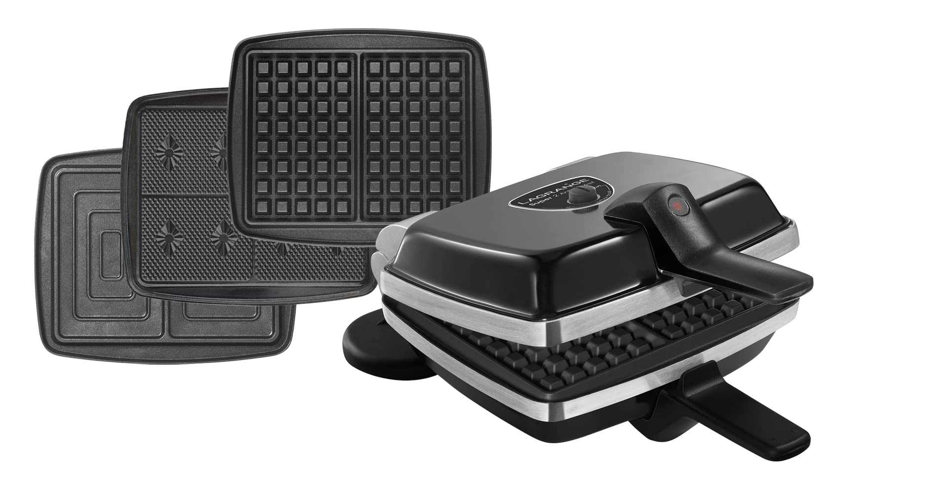 LAGRANGE Waffeleisen Super 2 – Mit Antihaftbeschichteten Platten, Rot, Hergestellt In Frankreich, Für Waffeln & Sandwiches