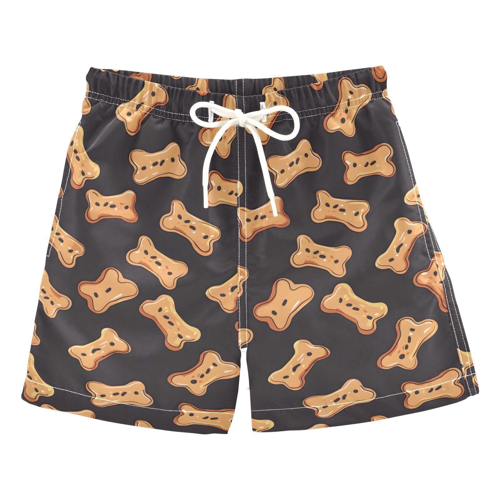 ALAZA Biscuits Black Boys Quick Dry Beach Board Shorts Kids Swim Trunks Bathing Suit Swimsuit 5T