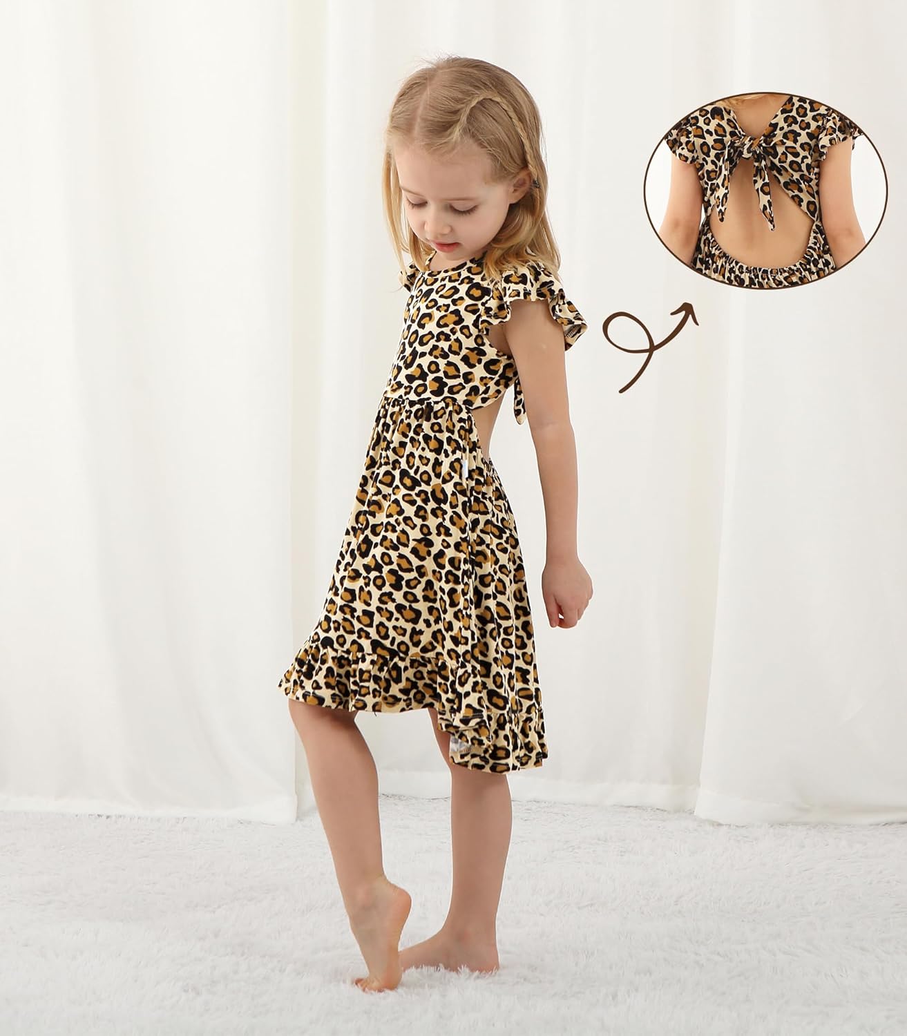 Toddler Girls Dresses Viscose from Bamboo Ruffled Sleeve Dress Kids Cute Summer Ruffle Casual Dress 2-5T - Image 5