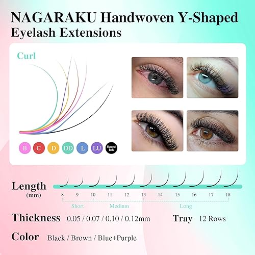 Miniatura 214 de NAGARAKU YY Extensiones de Pestañas de Alta Capacidad 54 Filas 0.07 D Rizado 7-15mm Longitud Mixta Suministros Y Pestaña 4D Volumen Ruso Cruzado YY
