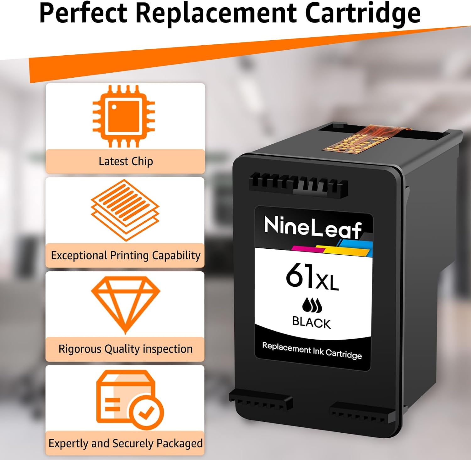 NineLeaf Remanufactured Ink Cartridge Compatible for HP 61 61XL CH563W Use for Envy 4500 5530 5534 5535, Officejet 2620 4630 4635 Deskjet 1000 1010 1510 1512 2540 3050 3510 3050A Printe(2 Pack, Black)