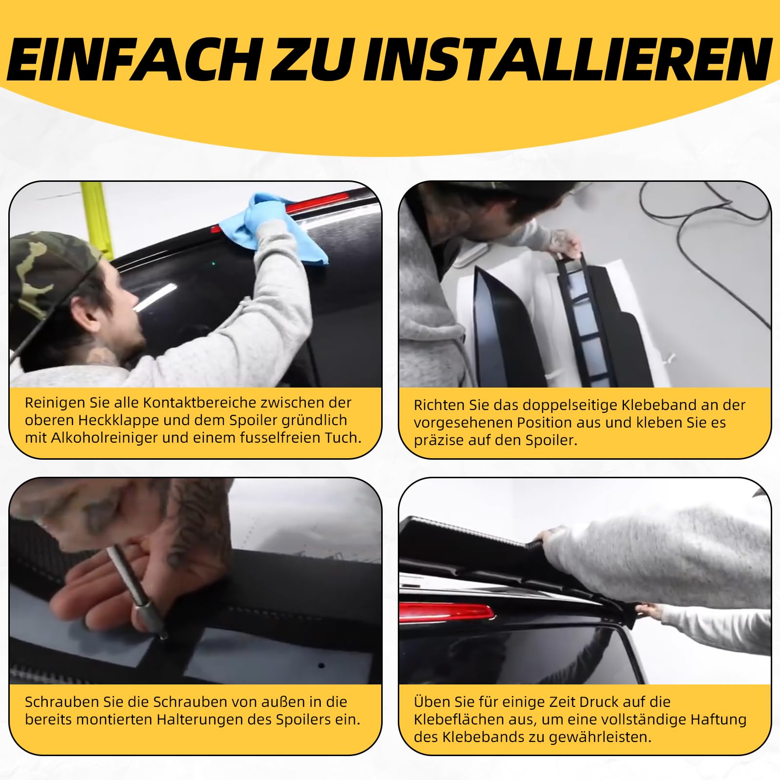 Dachspoiler Heckspoiler für VW Transporter T5 T5.1 T6 T6.1 hintere Doppel-Hecktüren in Glanzschwarz