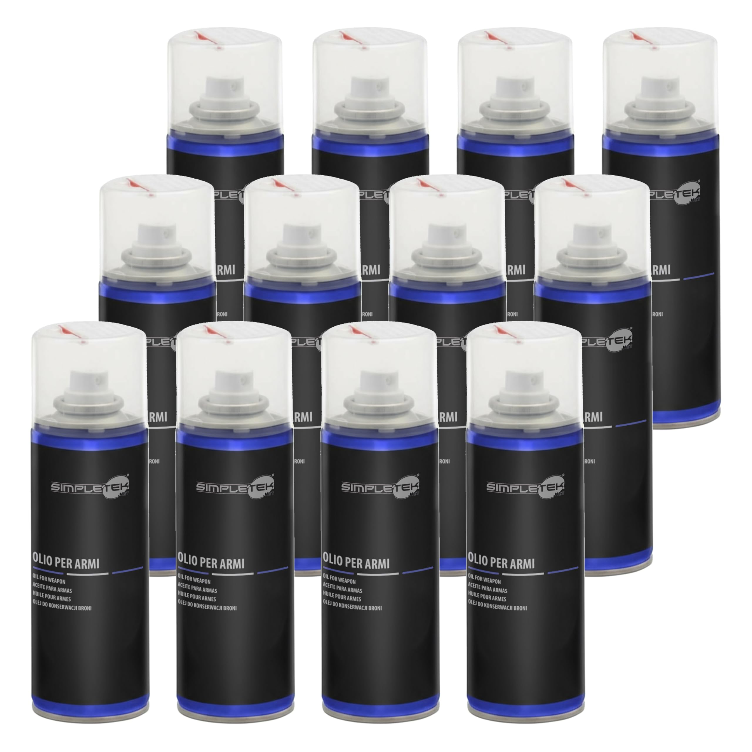 SIMPLETEK - 12X Bomboletta Spray OLio Per Armi Pulizia Manutenzione Lubrificante Anticorrosione OL106 200ml (12 pezzi)