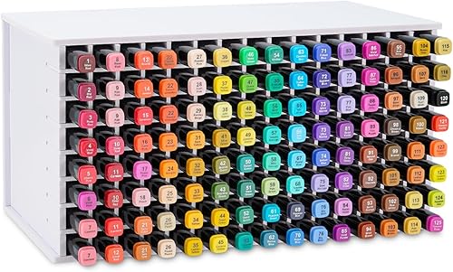 Krafetto Estante de almacenamiento de marcadores para manualidades, 120 rejillas, organizador de suministros de arte para rotulador de bolígrafo