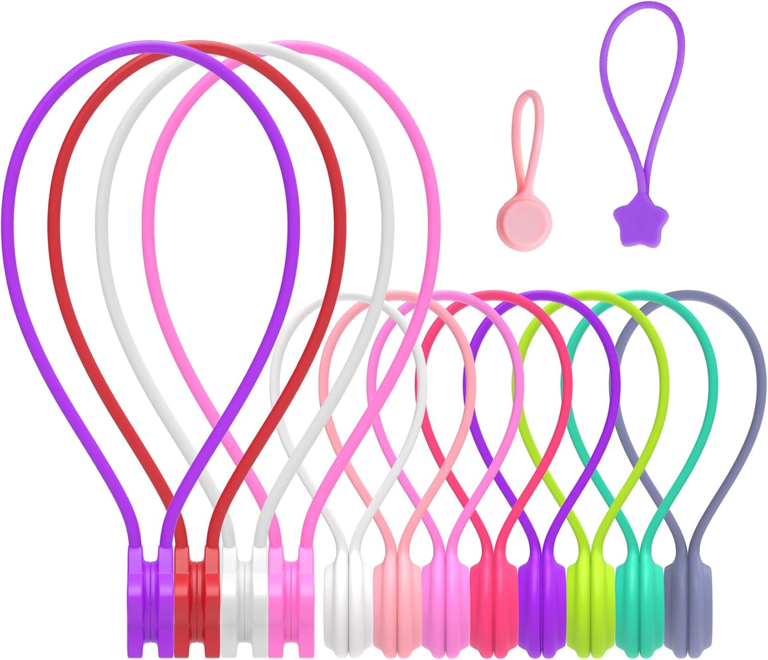 12 Pack Magnetic Twist Ties, Silicone Magnetic Cable Ties Clips for Cord Keeper, Strong Holding Stuff for Bunding and Organizing Cables, Cable Organizer for Home, Kitchen, Office, School