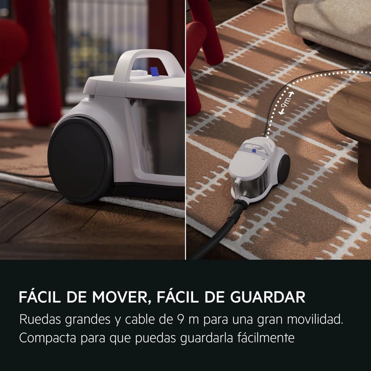 AEG Clean 5000 Aspiradora sin Bolsa AL51C1LDB, Aspirador de Suelo para Todo Tipo de Superficies, 1000 W, Radio de Acción 9 m, Depósito 2 L, Filtro HEPA Lavable, 50% Material Reciclado, Azul