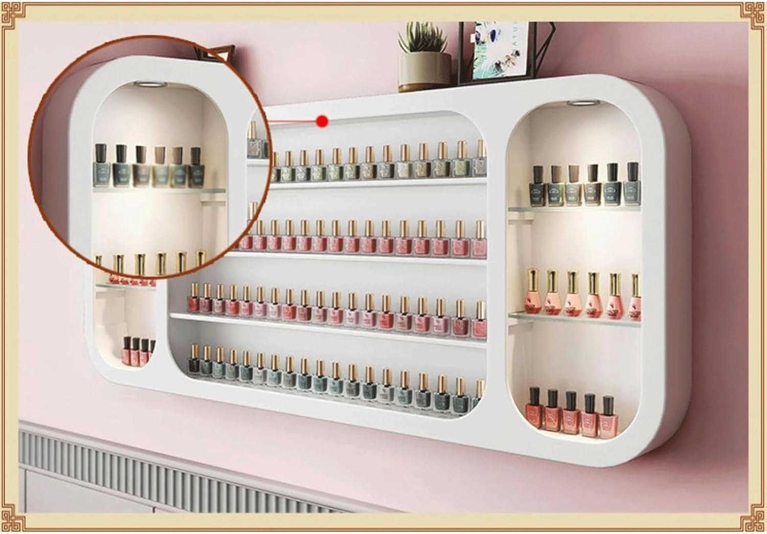 Hanging Nail Polish Rack Wooden Nail Storage Organizer Wall-Mounted Nail Varnish Shelf Floating Perfume Holder Oils Display Stand(140CM)