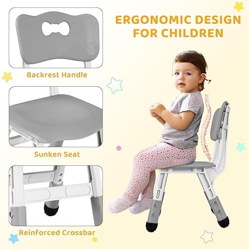 Miniatura 14 de Arlopu Juego de mesa y 4 sillas para niños, juego de mesa y sillas para niños pequeños, patas antideslizantes, escritorio de graffiti, mesa de