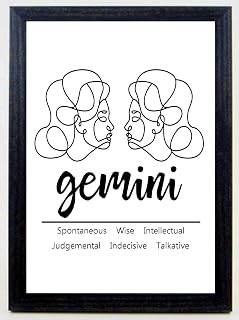 GEMINI ZODIAC STAR SIGN Birthday Astrology A4 Poster Sold in a Black Wood Frame