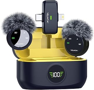 YEJATA 2 in 1 Wireless Microphone for iPhone and Android, Mini Noise Reduction Microphone, 40 Hour Charging Case, Magnetic…