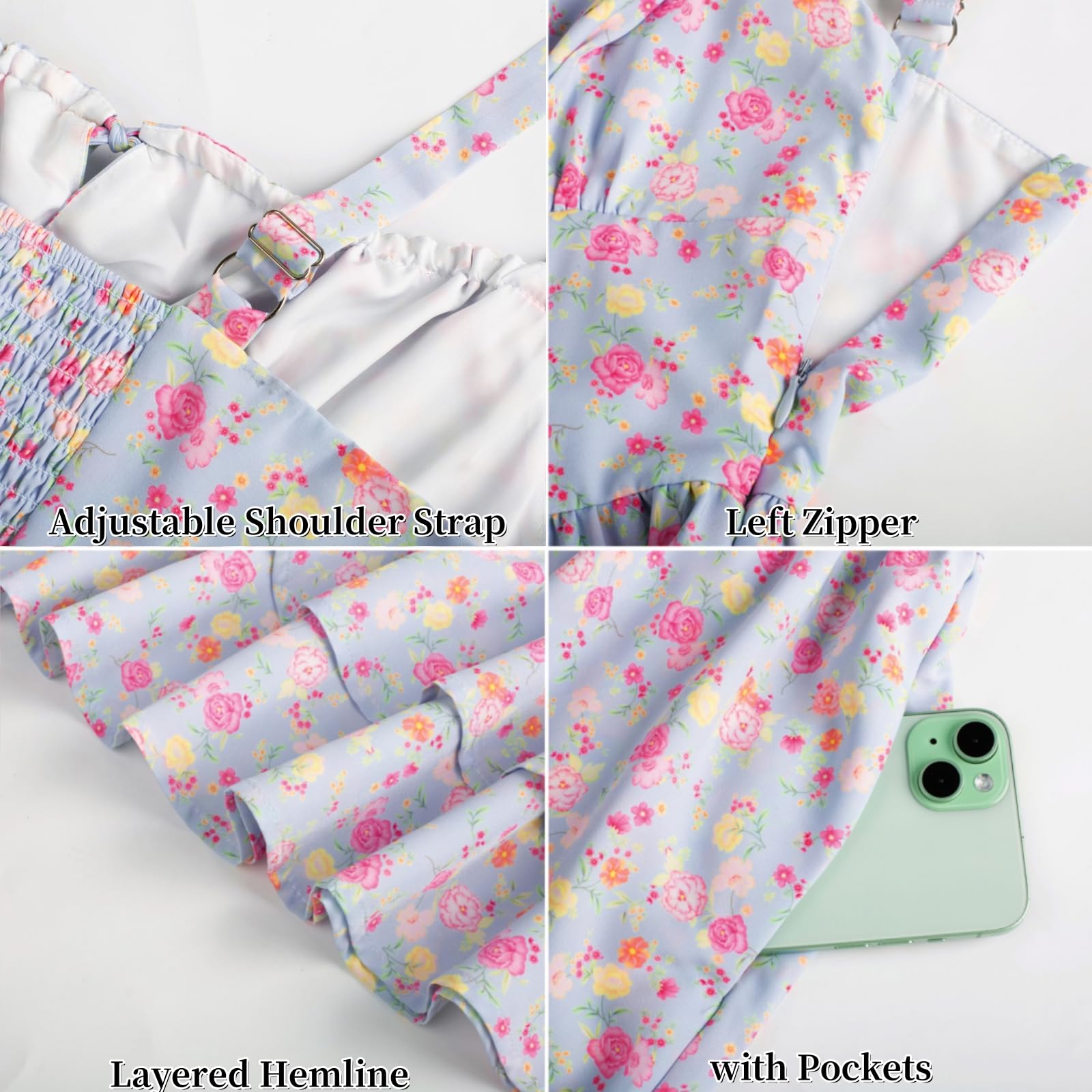 Scarlet Darkness Floral Corset Dress for Women Ruffle Mini Dress Summer Sundress: Large Blue Pink Floral