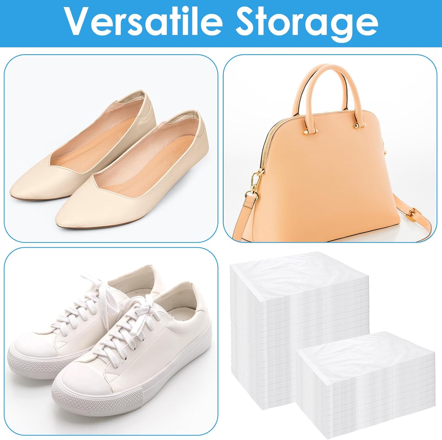 100 PCS Dust Bags for Purses Drawstring Bags Disposable Non-Woven Storage Covers Breathable Handbag Dust Cover Closet Organizer for Shoes Boots Clothes Packing Travel Home - Image 6