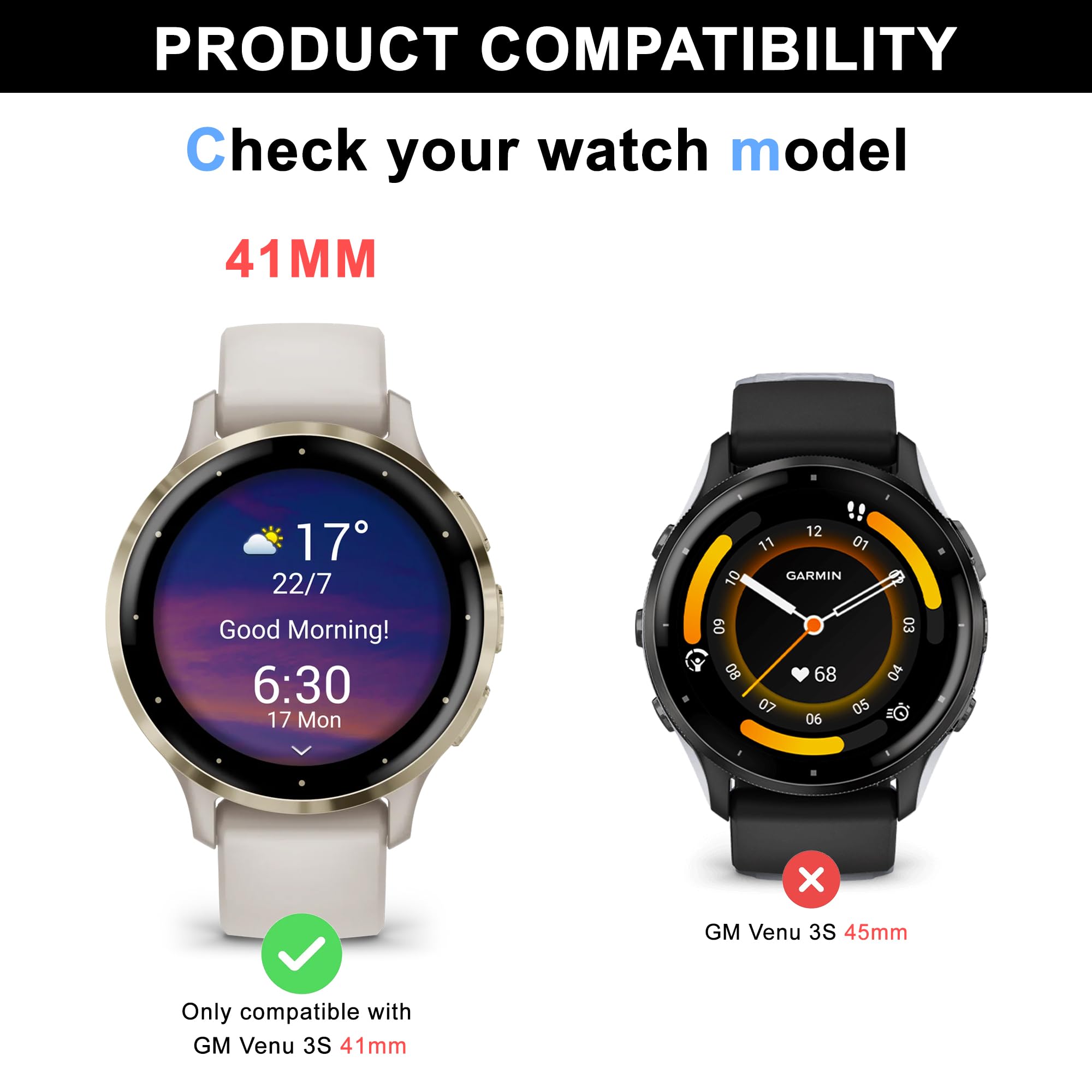 JavoYion 6 Pack Screen Protector for Garmin Venu 3S 41mm, High Clarity Soft Film, Touch Sensitive, Anti Shatter, Bubble Free, Flexible Screen Protector - 2