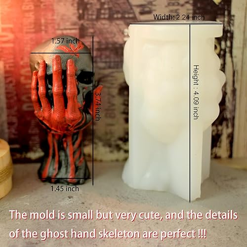 Miniatura 4 de Moldes para velas de calavera de Halloween, moldes de silicona de calavera de mano fantasma 3D para fundición de resina epoxi, aromaterapia jabón