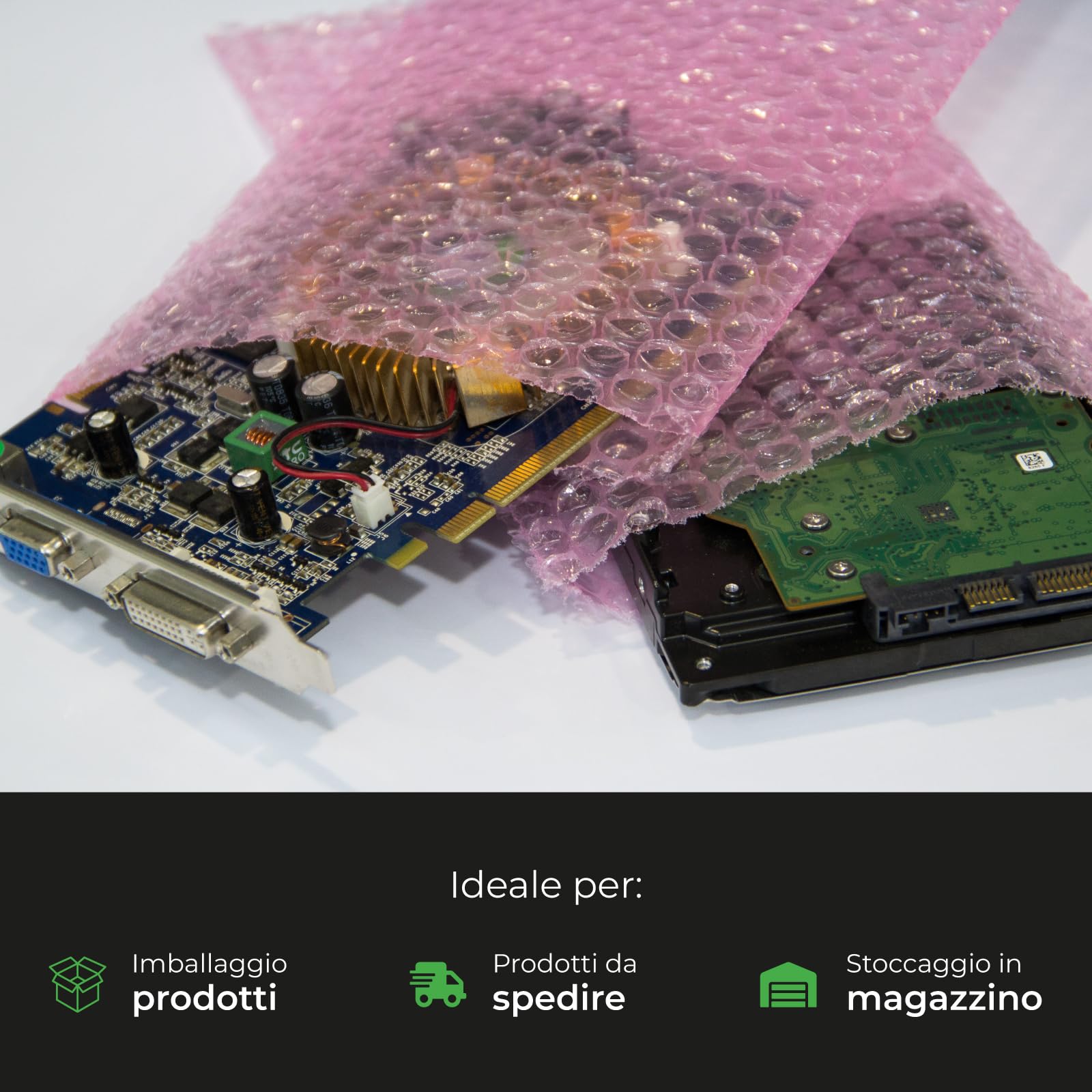 ImballaggiPer Buste Antistatiche in Pluriball 20x30 cm Rosa - Sacchetti Imbottiti per Spedizioni di Componenti Elettronici e Oggetti Delicati, Protezione Antiurto
