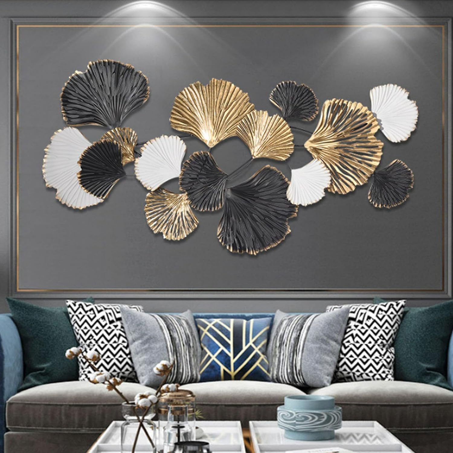Dekoracja ścienna Metalowa Rzeźba ścienna Metalowe Dekoracje Ścienne Liść Ginkgo Wall Art Decor Dekoracje Ścienne Do Dekoracji Sypialni W Salonie Ozdoba ścienna
