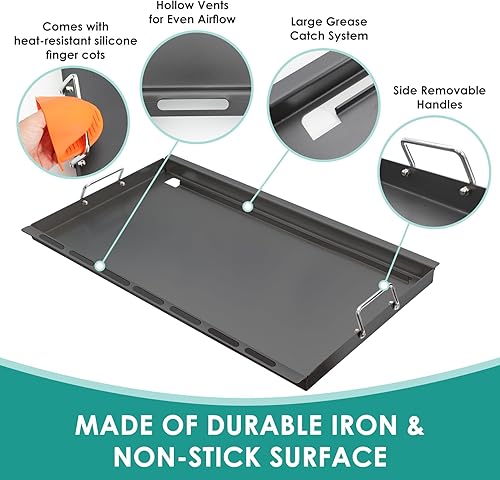 Miniatura 4 de SafBbcue Genesis - Parrillas de gas de tamaño completo serie 400 GS4, parte superior plana con asas para Weber Genesis II E-410 S-410 E-435 S-435