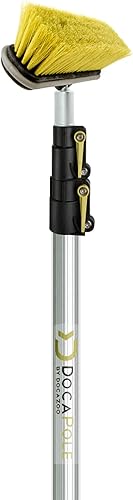 DocaPole - Cepillo de cerdas medianas de 11 pulgadas con poste de extensión de 5 a 12 pies incluye cepillo de limpieza con poste telescópico de