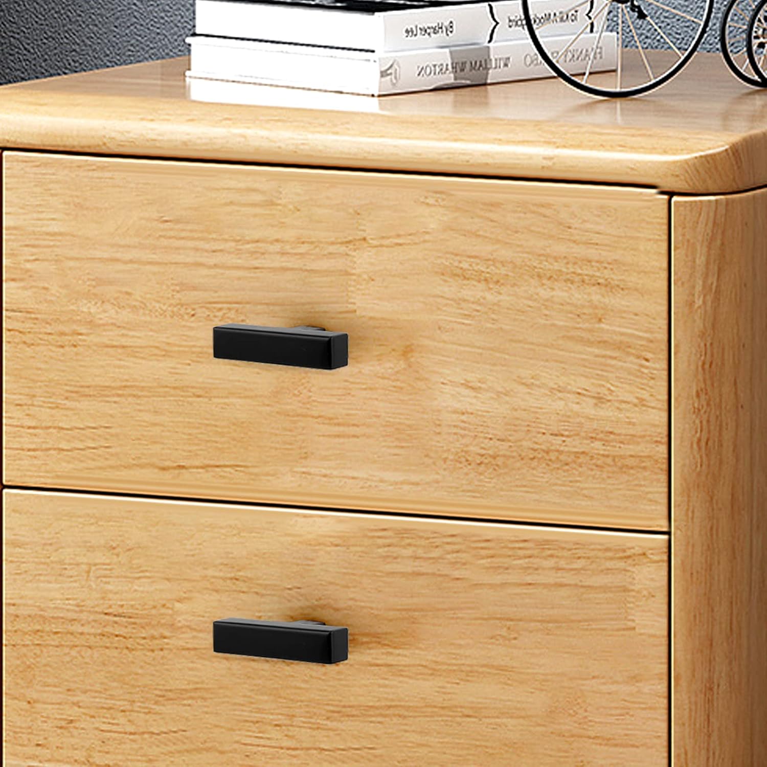 Probrico (25 Pack) Flat Black Cabinet Knobs 2 Inch(50mm) Overall Length Modern Cabinet Handles Stainless Steel Drawer Pulls Square T Bar Kitchen Cabinet Hardware