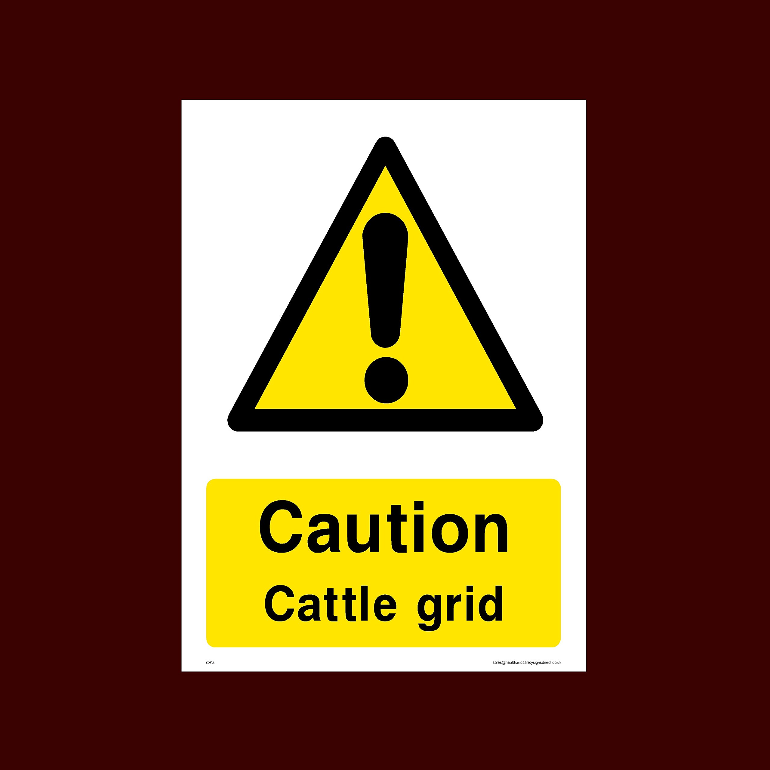 Ussp&S Caution Cattle Grid Plastic Sign - Warning, Farm, Dogs, Agriculture, Cattle, Sheep, Bull - (Ca15)