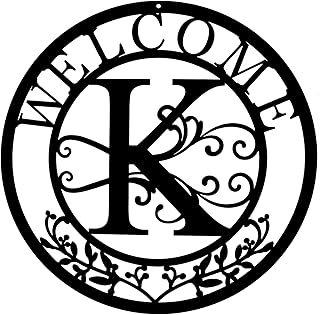 TINGDONG メタルモノグラムイニシャルウェルカムサイン、メタルレターウォールアート装飾、ホームポーチ、玄関ドアアウトドア用ネームサイン(K)