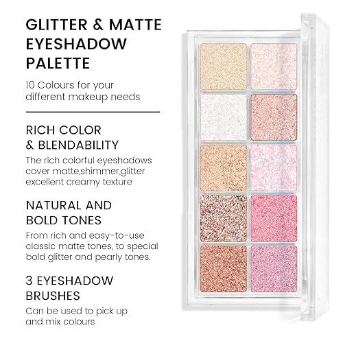 Miniatura 5 de KYDA Ownest Beauty - Paleta de sombras de ojos de 10 colores, paleta de sombra de ojos mate con perlas brillantes, maquillaje de sombra de ojos