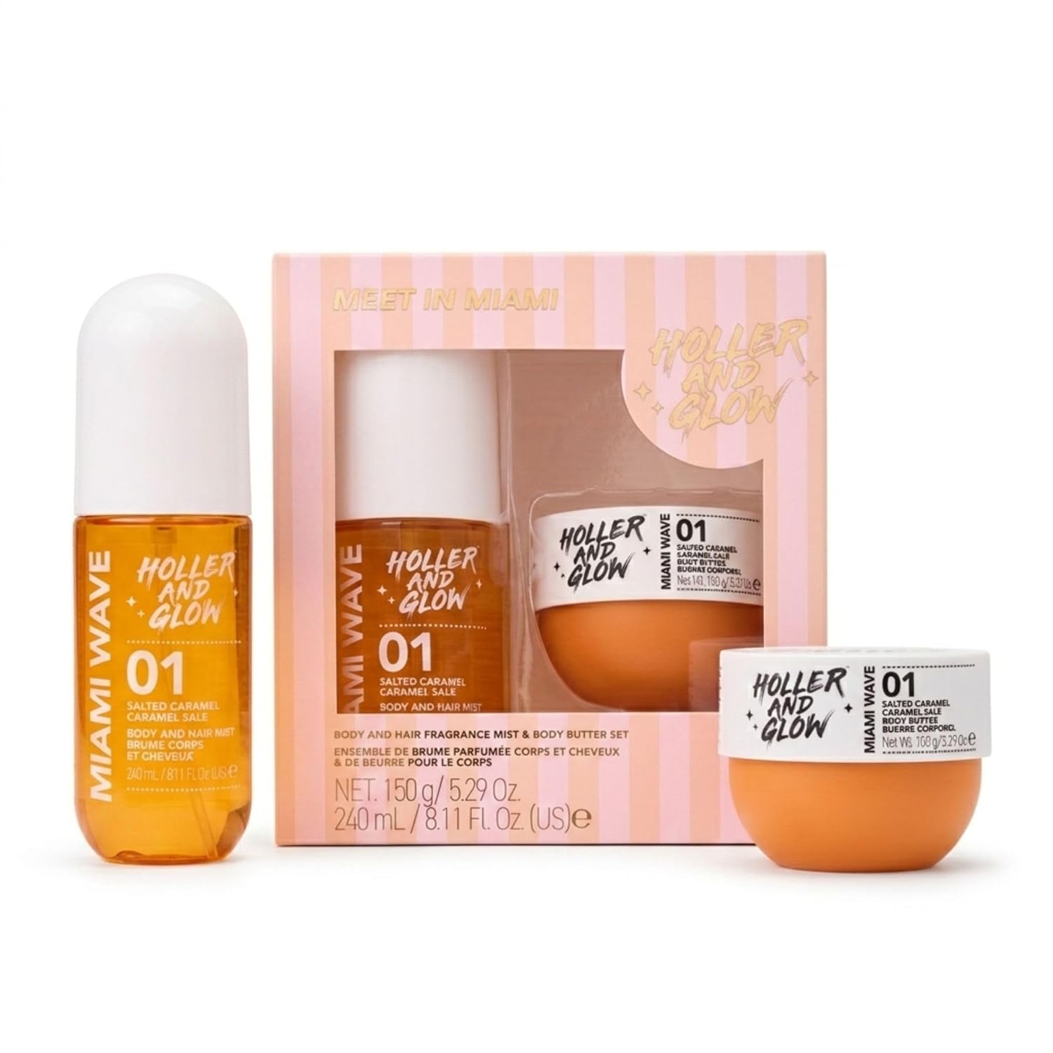 Holler Meet Me In Miami Salted Caramel Body Mist & Body Butter Duo