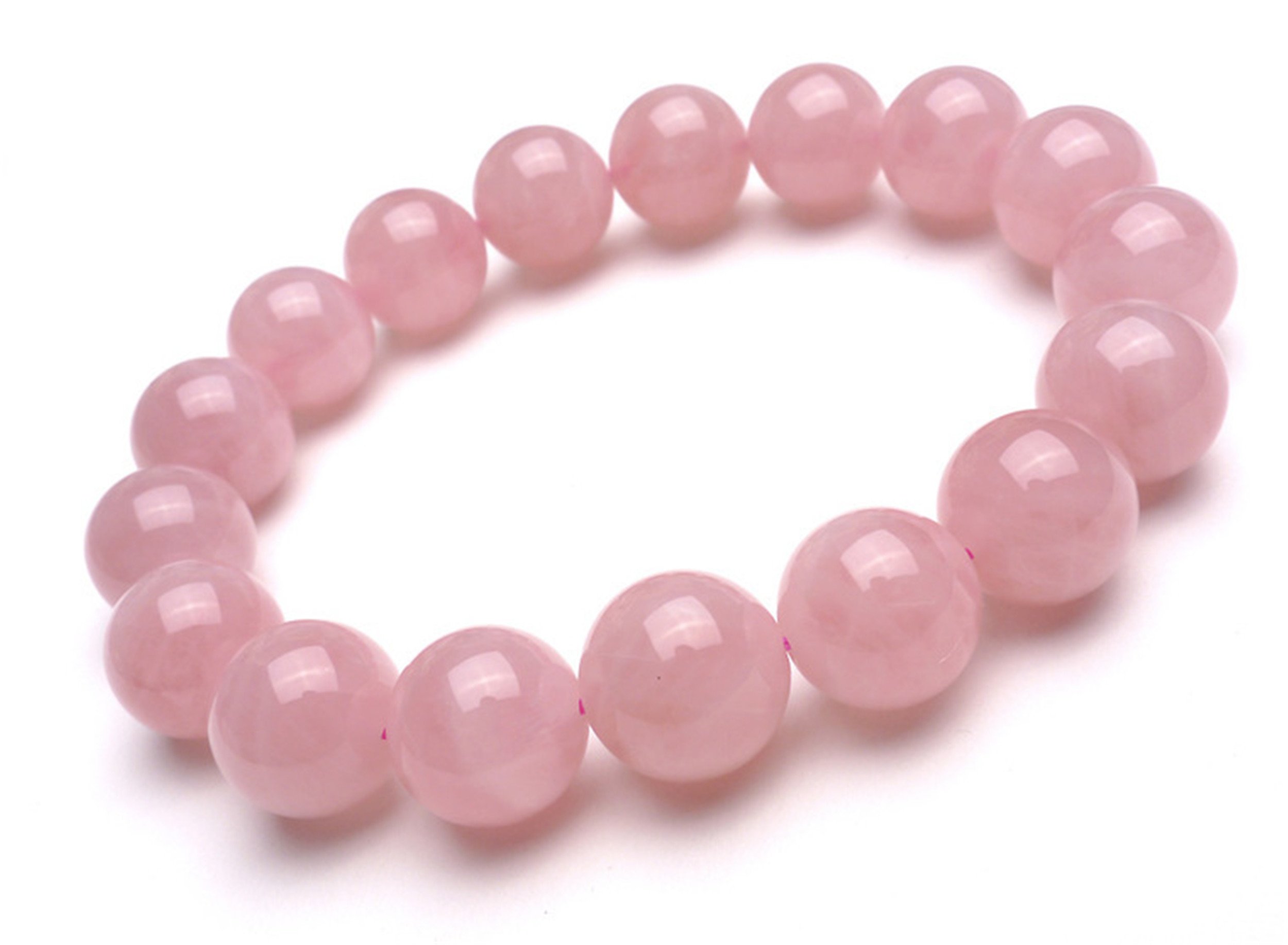 Quartz rose naturel de Madagascar perles rondes 13mm de qualité gemme supérieure