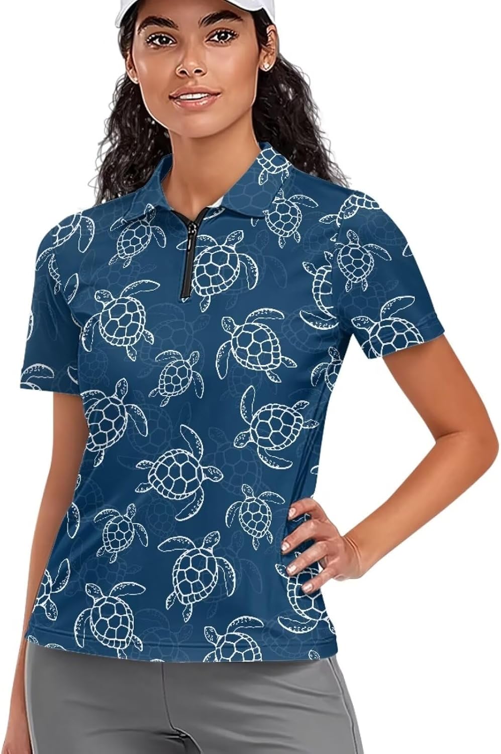 Women's Golf Shirt Short Sleeve Comfortable Tennis Shirt Quarter Zip Golf Pullover Golf Polo Shirts Fit