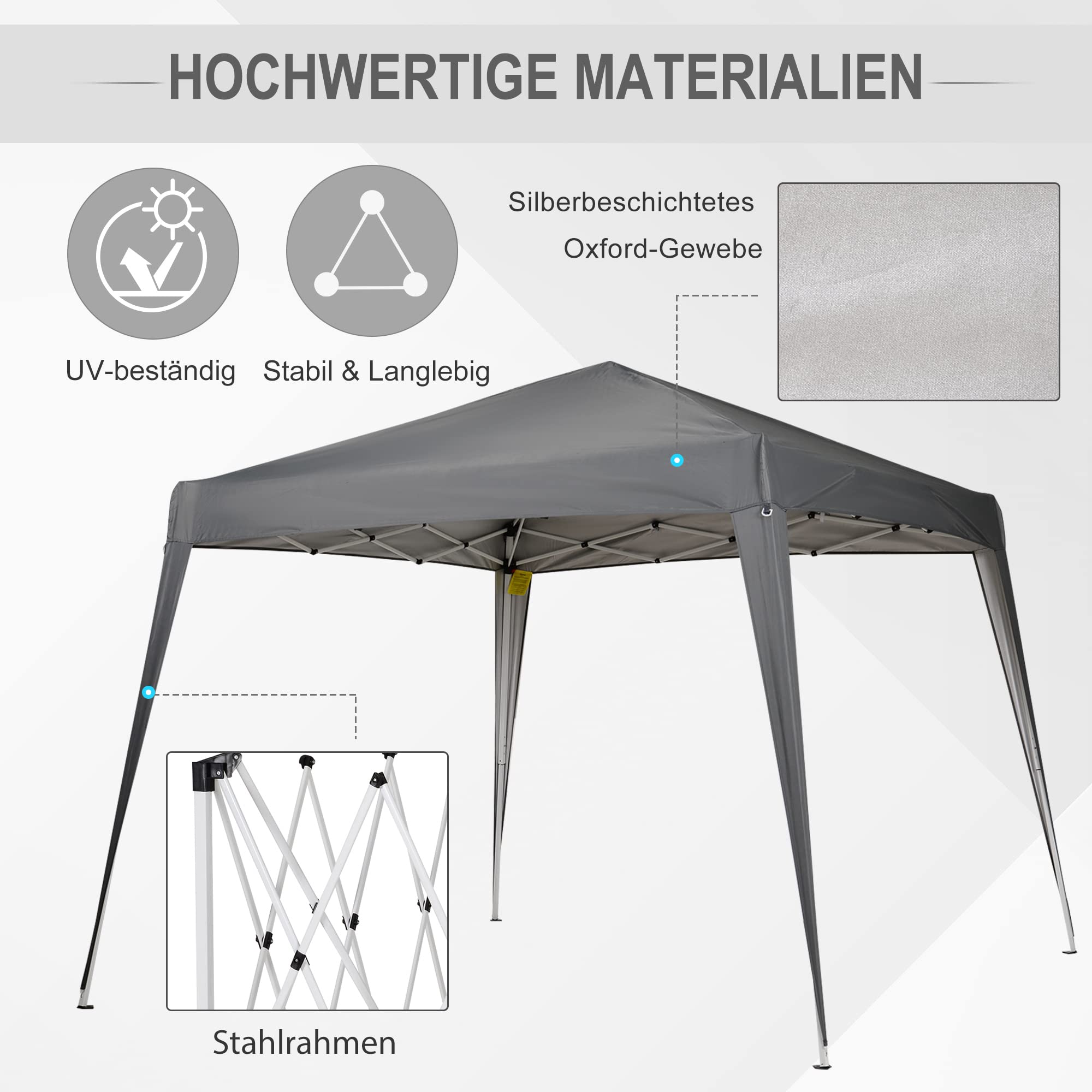Outsunny paviljoen tuinpaviljoen met zijdelen partytent dak aluminium bruin 300 x 300 x 263 m