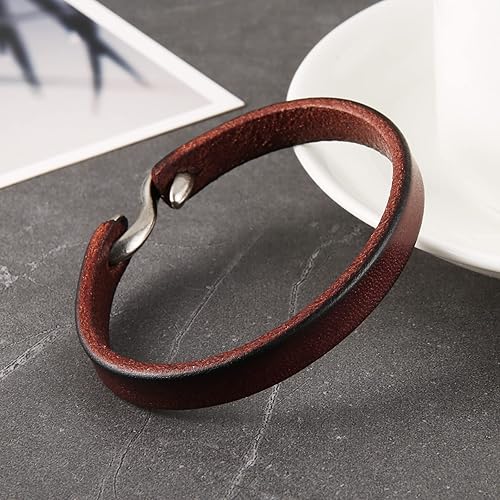 Miniatura 4 de HZMAN Pulsera de cuero ajustable hecha a mano estilo steampunk pulsera de cuero minimalista