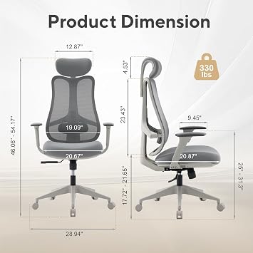 Nouhaus Fluido Ergonomic Office Chair with Adjustable Lumbar Support