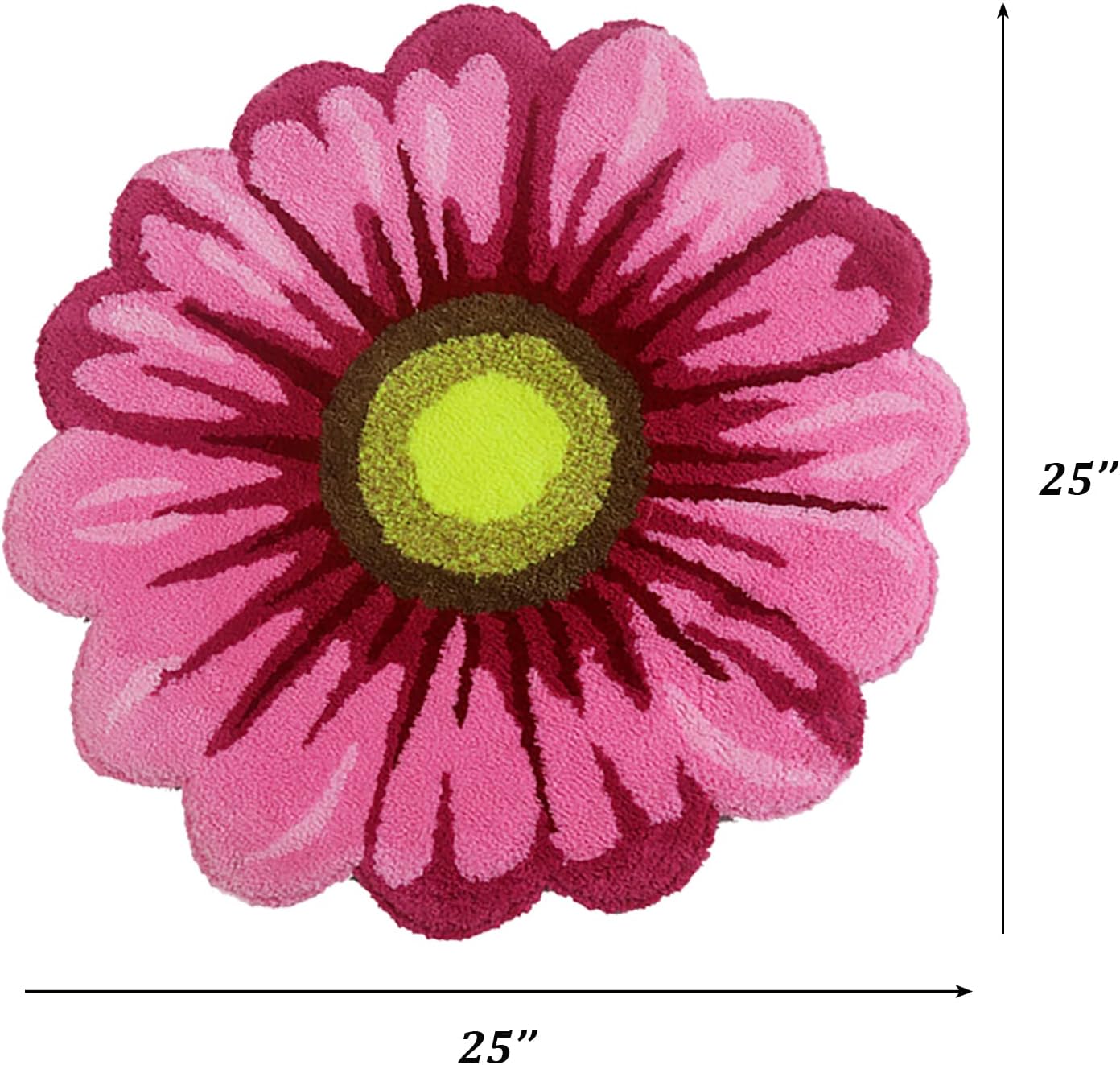 Sunflower Area Rug Mat 25" x 25" Pink Floral Bathroom Rug Soft Plush Flower Doormat Non-Slip Rustic Small Carpet Handmade Floral Door Mat for Bathroom Bedroom Living Room Kitchen Pink