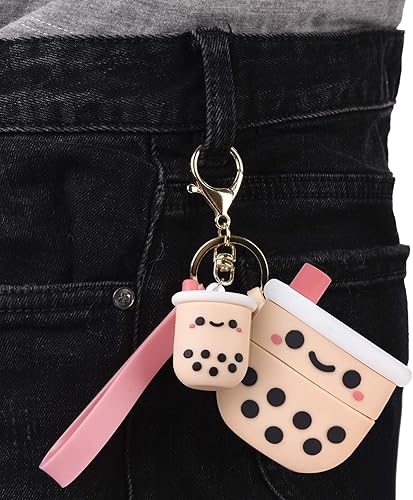 Miniatura 7 de Bonita funda para Airpod Pro con llavero, diseño femenino de té con leche Boba rosa, compatible con Airpods Pro, funda de carga para mujeres y niñas