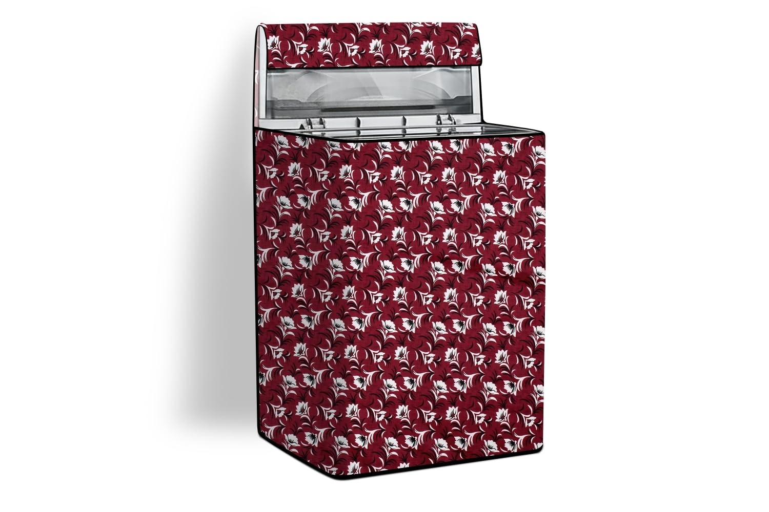 Stylista Polyester Top Load Fully Automatic Washing Machine Cover Compatible for Godrej 6 kg, 6.1 kg, 6.2 kg, 6.4 kg & 6.5 kg, Floral Pattern Dark Brown