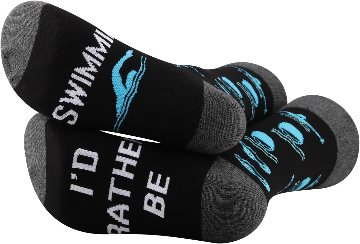 PXTIDY 2 Pairs Funny Swimming Sock Swimming Team Gifts Swimming Lover Gift Swim Gift Swimmer Sock I'd Rather Be Swimming Sock - Image 3
