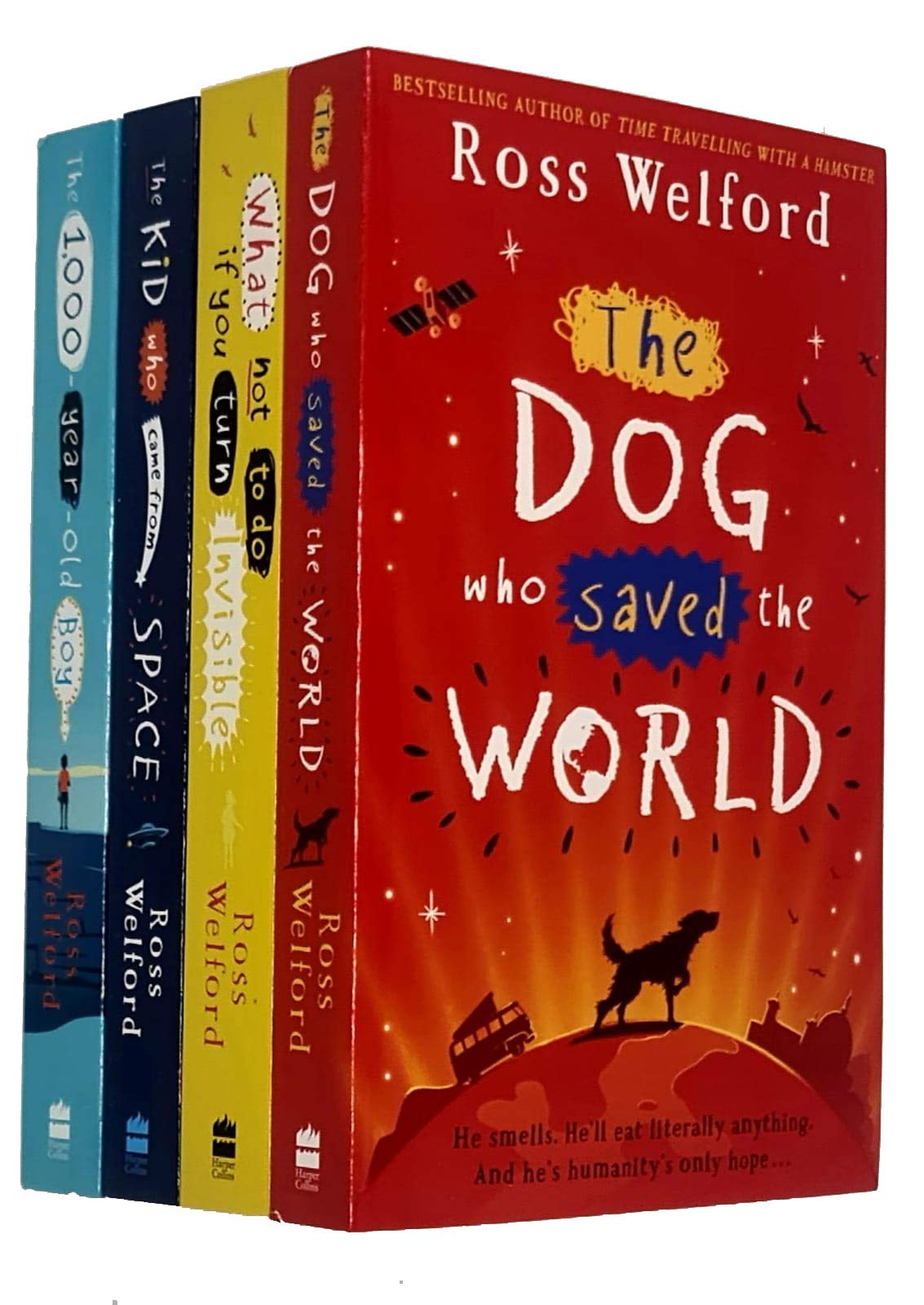 Ross Welford Collection 4 Books Set (The Dog Who Saved the World, What Not to Do If You Turn Invisible, The Kid Who Came from Space, The 1,000-year-old Boy)