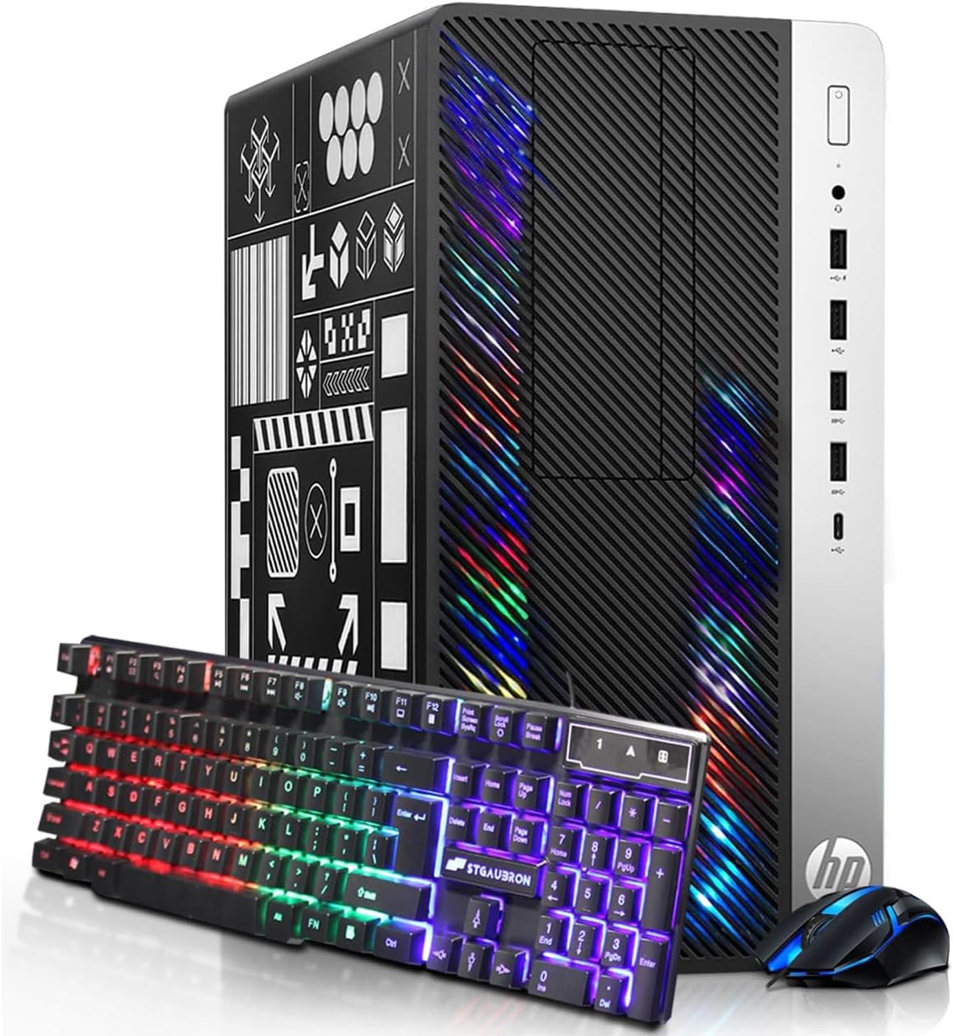 HP RGB Gaming Desktop Computer, Intel Quad Core I5-6500 up to 3.6GHz, GeForce GT 1030 2G, 32GB DDR4, 1T SSD + 3T HDD, RGB Keyboard & Mouse, 600M WiFi & Bluetooth, Windows 11 (Renewed)