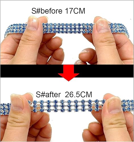 Miniatura 6 de Collar para mascotas con diamantes de imitación, collar brillante de 3 filas de diamantes de cristal, collar de boda con diamantes de imitación